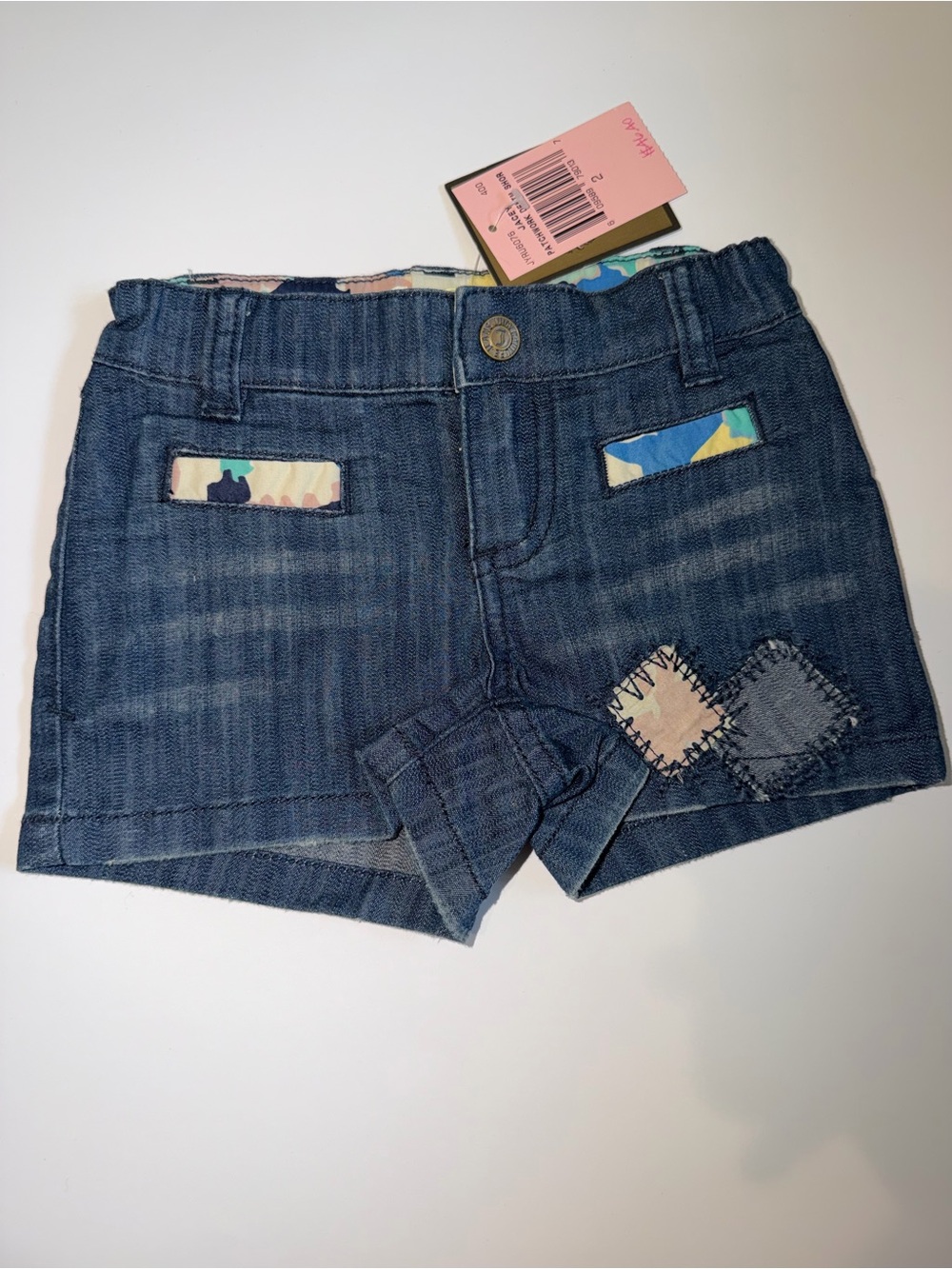 Juicy Couture Girls' Denim Patch Pocket Shorts - Blue